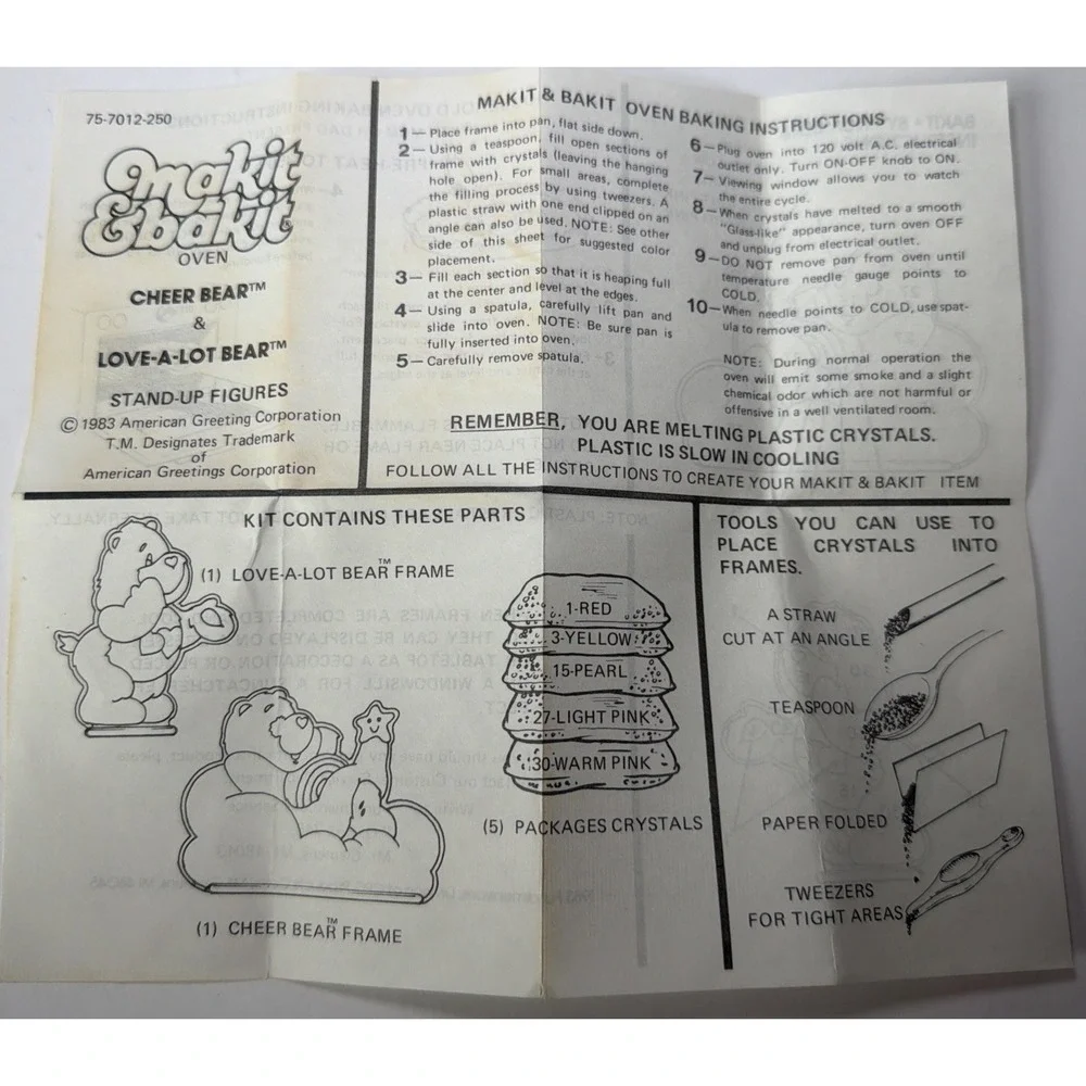 Carebears Care Bears 1983 Makit Bakit Suncatchers Set Unused Make It Bake It